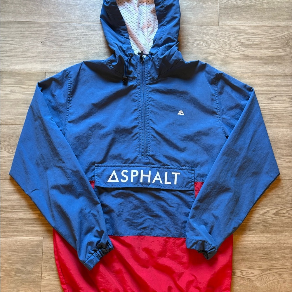 Asphalt Blue and Red Jacket Windbreaker